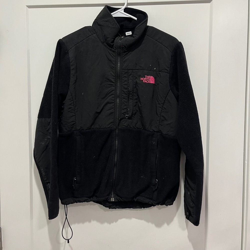 The North Face Denali Fleece Jacket Womens M Black Pink Breast Cancer Ribbon